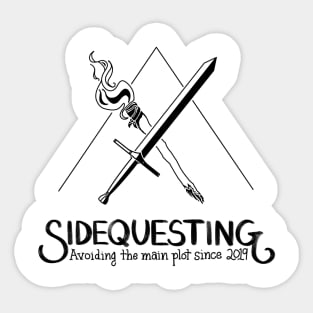 Sidequesting Logo, front and back - Black Sticker